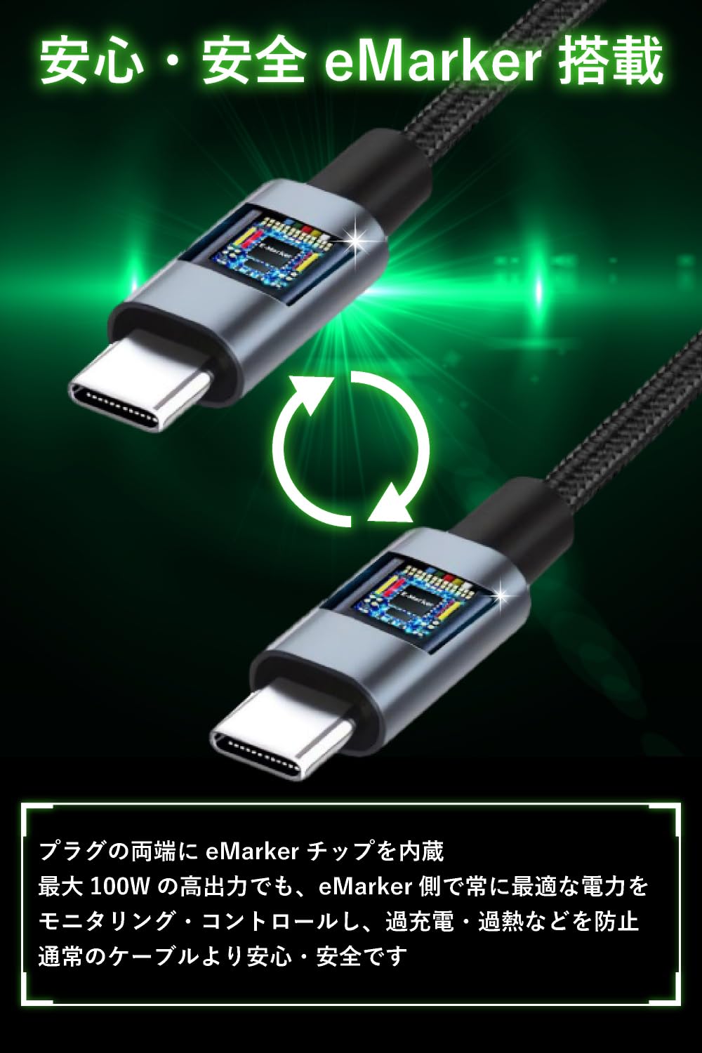 typeC　充電ケーブルです Amazon.co.jp: usb-c ケーブル pd 【小型/PC充電対応】 100W 2m タイプ